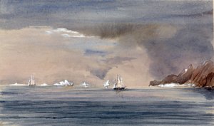 The Icebergs off Cape Horn, with the Silhouette of the HMS Tribune by Harry Edmond Edgell