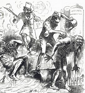 Cartoon Depicting the Thames and the Lea Rivers Being Attacked Because of Their Filthy Condition