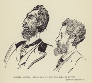 Edward Bulwer Lytton and his son the Earl of Lytton, Owen Meredith by Harry Furniss