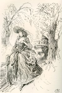 Miss Haredale. Illustration by Harry Furniss for the Charles Dickens novel Barnaby Rudge, from The Testimonial Edition, published 1910 by Harry Furniss