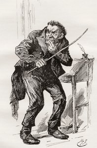 Mr. Squeers, Illustration by Harry Furniss for the Charles Dickens Novel Nicholas Nickleby, 1910 by Harry Furniss
