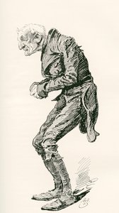 Old Chuffey, Illustration by Harry Furniss for the Charles Dickens Novel Martin Chuzzlewit, 1910 by Harry Furniss