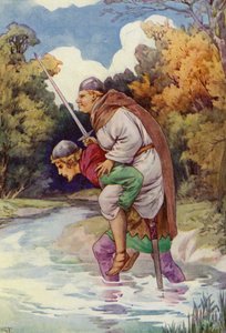The friar made him grunt with his great weight