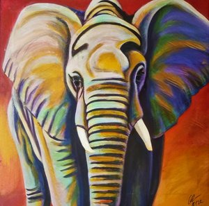 Colorful Elephant by HaskellArt