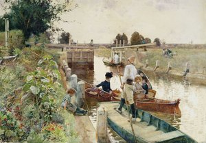 Boaters in a Lock on the Thames