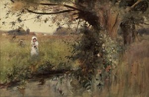 Collecting Flowers by the Stream