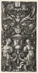 A Vase between Two Chimeric Figures by Heinrich Aldegrever