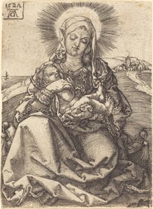 Madonna in a Landscape Sitting on a Cushion