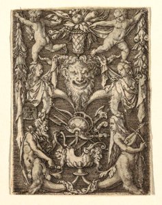 Ornament with Mask and Grotesque Figures