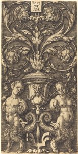 Ornament with Vase and Two Female Figures by Heinrich Aldegrever