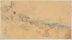 Mountain Landscape with Hut and Ruin