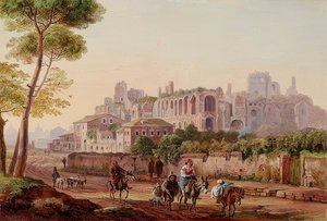 Roman Street Scene in Front of the Palatine. 1832 by Heinrich Burkel