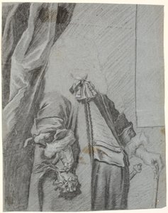 Study for a Male Portrait, 3/4 Figure, Right Hand Holding a Glove, Supported on the Side, Left Hand Supported on a Cane