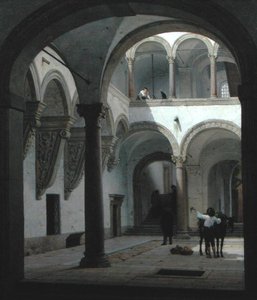 Courtyard of the Palazzo Fava, Bologna by Heinrich Hansen