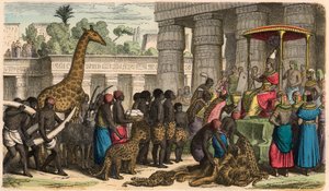Ancient Egypt: Ethiopians bring their tributes before the Pharaoh by Heinrich Leutemann