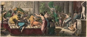 Ancient Rome: A banquet with a performance by gladiators