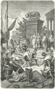 Arrival of Ancient Greek works of art taken to Rome by Heinrich Leutemann