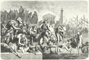 Departure of a Vandal Fleet Laden with Booty from a Sacked City (engraving) by Heinrich Leutemann