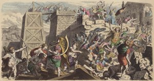 Roman Soldiers Storming a City (Coloured Engraving) by Heinrich Leutemann
