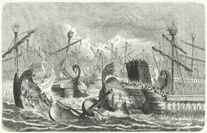Victory of the Roman Fleet Over the Carthaginians at the Battle of the Aegates, 241 BC (engraving) by Heinrich Leutemann