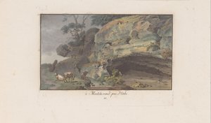 Shepherd in Front of a Cave at Montcherand by Heinrich Rieter