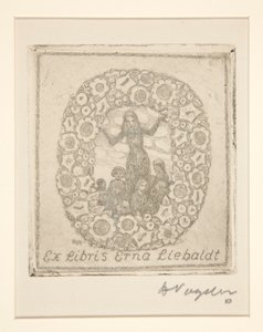 Bookplate: Ex Libris Erna Liebaldt by Heinrich Vogeler