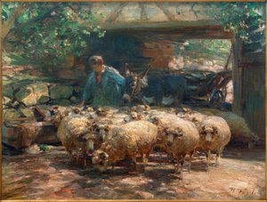 Driving Out the Sheep Herd by Heinrich von Zügel