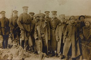 First World War: The Ukraine in the Years 1914-1916 During the Invasion of the German Army. Group of Soldiers by Heldenfriedhof Dsessentniki (attr. to)