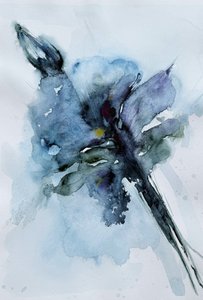 Blue Watercolor Bloom