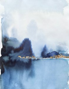 Golden Horizon Blue Landscape