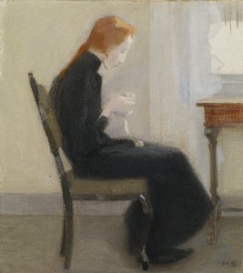 Girl Crocheting by Helene Schjerfbeck