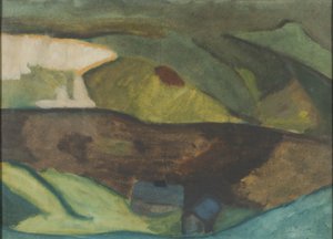 Fishing Cottages by the River. Motif from Granvåg, Faxälven by Helmer Osslund