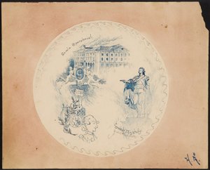 Plate with Stockholm Motif, Old Opera House against Pink Background