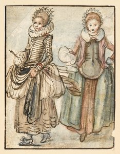 Two Standing Women by Hendrick Avercamp