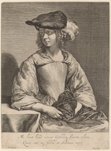 Girl in a Plumed Hat by Hendrick Bary after Gerard ter Borch the Younger