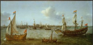 View of the IJ in Amsterdam by Hendrick Cornelisz. Vroom