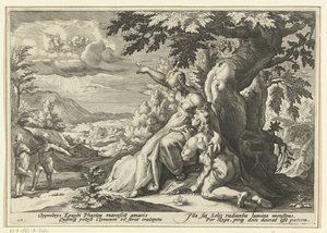 Clymene Shows Phaethon His Father, the Sun God by Hendrick Goltzius (workshop of)