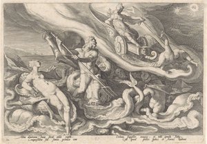 Juno Complains to Thetis and Oceanus, from the series Metamorphoses of Ovid by Hendrick Goltzius (workshop of)