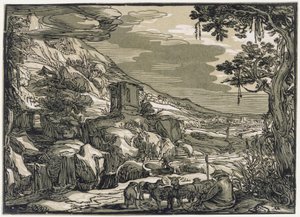 Arcadian Landscape with a Shepherd by Hendrick Goltzius