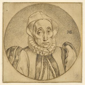 Bust of an Old Lady (Agatha Scholiers?) by Hendrick Goltzius