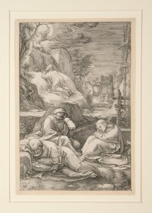 Christ on the Mount of Olives (The Agony in the Garden), from The Passion, #2 in a Series of 12 Engravings by Hendrick Goltzius