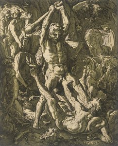 Hercules Killing Cacus by Hendrick Goltzius