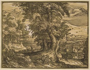 Landscape with a Shepherd Couple by Hendrick Goltzius