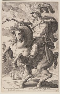 Marcus Curtius on Horseback, from The Roman Heroes by Hendrick Goltzius