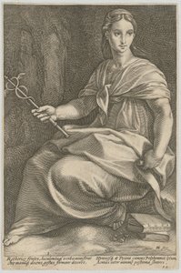 Polyhymnia, Plate 8 of the series “Nine Muses” by Hendrick Goltzius
