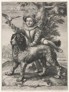 Portrait of Frederick de Vries and His Dog by Hendrick Goltzius