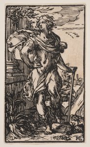 Standing Young Man with a Cane by Hendrick Goltzius