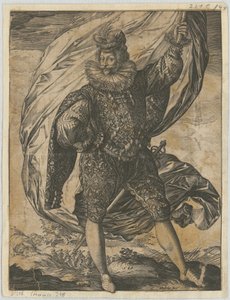 Standing Standard Bearer, Head Turned to the Left by Hendrick Goltzius