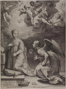 The Annunciation, Plate One from The Birth and Early Life of Christ by Hendrick Goltzius