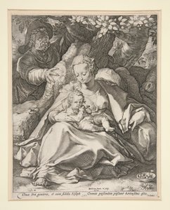 The Holy Family Under the Cherry Tree / Rest on the Flight to Egypt Under a Cherry Tree by Hendrick Goltzius